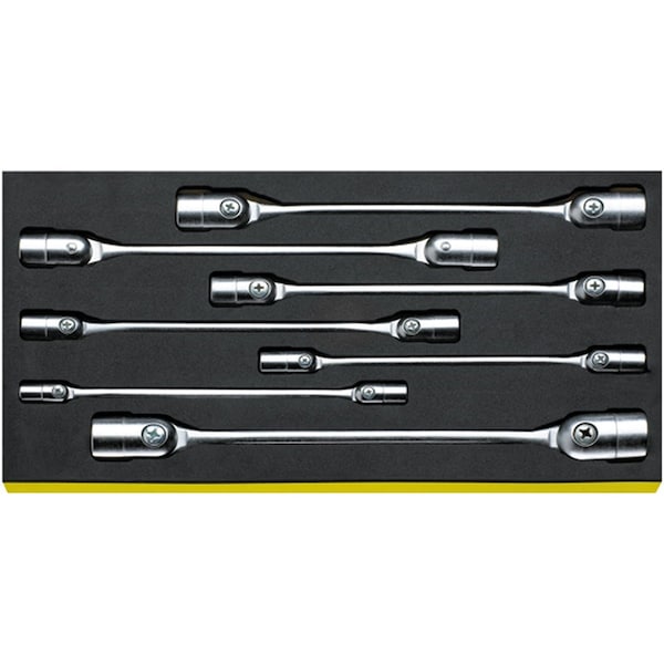 Flexi-joint Wrenchs i.TCS inlay No.TCS 29/7, 8X9-20X22MM 1/3-tray7-pcs.